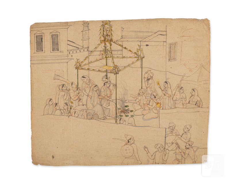 A group of nineteen drawings depicting the abduction of Rukmini by Krishna, India, Guler or Kangra, Late 18th / Early 19th century - 图14